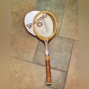 Vintage Spalding Champion Wooden Tennis Racquet With Cover, PreOwned